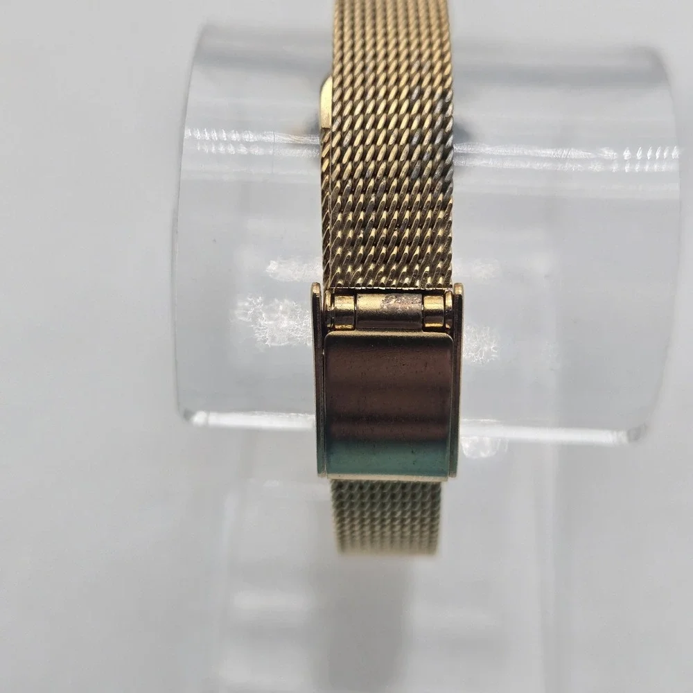 Vintage Bubbles Gold Tone Watch Quartz, New Battery, Working, Mesh Band